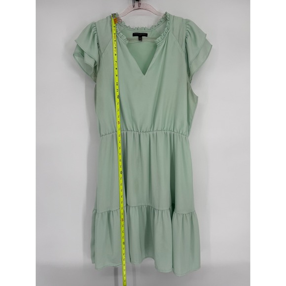 Banana Republic Mint Green Flutter Sleeve Tiered Mini Dress Womens XL - Picture 2 of 8